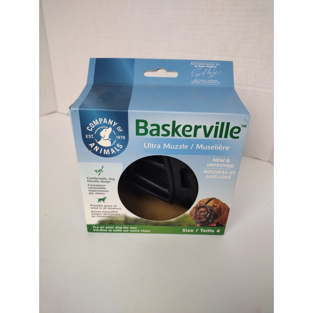 BASKERVILLE BLACK ULTRA MUZZLE FOR DOGS SIZE 4 PERMITS PANTING & DRINKING EUC
